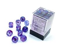 Chessex Nebula 12mm d6 Nocturnal/Blue w/Luminary Dice Block (36 dice)