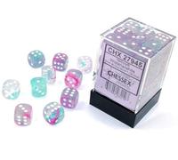 Chessex Nebula 12mm d6 Wisteria/White w/Luminary Dice Block (36 dice) Blue