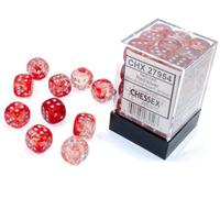 Chessex Nebula Dice Block 12mm d6 Red with Silver Luminary (36 dice)