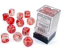 Chessex Nebula Dice Block 16mm d6 Red with Silver Luminary (12 dice)