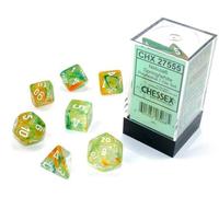 Chessex Nebula Polyhedral Dice Set Spring with White Luminary (7 dice)