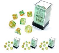 Chessex Nebula Polyhedral Dice Set Spring with White Luminary (7 dice)