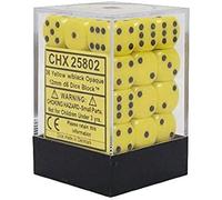 Chessex Opaque 12mm d6 Yellow w/Black Dice Block 36 Dice by Chessex