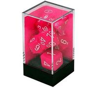 Chessex - Opaque Polyhedral 7 Dice Set - Pink w/White
