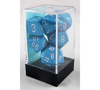 Chessex Polyhedral 7-Die Opaque Dice Set - Light Blue with White by