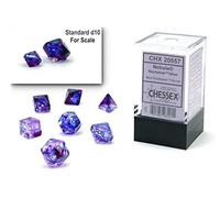 Chessex Set di dadi - Nebulosa notturna/blu luminari poliedrici da 10 mm - Dungeons and Dragons D&D DND TTRPG Dadi - Include 7 dadi - D4 D6 D8 D10 D12 D20 D% (CHX20557)