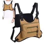 Chest Bag for Men - Waterproof Vest Pouch with Extra Storage, Lightweight Running Bag for Phone, Sport, Outdoor Activities, Hiking, Ciclismo, Fishing, Travel, Jogging, and Daily Workout Use, cachi