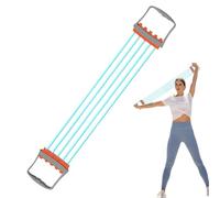 Chest Expander, 5 Spring Arm Exerciser, Adjustable Stretch Bands, Elastic Fitness Ropes, Ergonomic Hand Workout Device for Home Gym Strength Training Routine, 24.8x4.13x0.98 inches