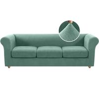 Chesterfield Copridivano a 3 posti, in spandex elasticizzato, antiscivolo, con federa, verde salvia, elegante fodera per mobili per la casa