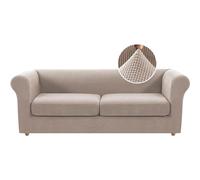 Chesterfield Copridivano elasticizzato con federe separate, in tessuto spesso, per mobili da soggiorno, grande, 2 posti, colore cachi, protezione durevole ed elegante