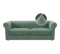 Chesterfield Copridivano elasticizzato con federe separate, tessuto spesso, grande, 2 posti, verde, per mobili da soggiorno, protezione durevole ed elegante