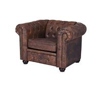 Chesterfield Fha008 Palazzo - Poltrona da cocktail in pelle ecologica classica imbottita marrone