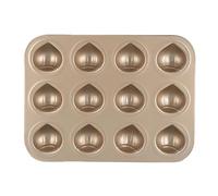 Chestnut Baking Mold - Nonstick Muffin Pan, 12 Cup Metal Cupcake Bakeware Tray for Mini Cakes, Chocolate, Brownies, Jelly, Candy | Easy Release Pastry Mold for Kitchen, Party, Holiday