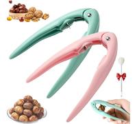 Chestnut Peeler, Nutcracker Chestnut Nuts Opener Clip, Multi-functional Nut Tongs, for Chestnuts, Walnut, Pecan & Hazelnut, Non-slip Handle for Home Kitchen (Green+Pink)