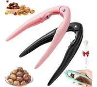 Chestnut Peeler, Nutcracker Chestnut Nuts Opener Clip, Multi-functional Nut Tongs, for Chestnuts, Walnut, Pecan & Hazelnut, Non-slip Handle for Home Kitchen (Pink+Black)