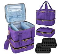 Cheungren Custodia organizer per smalti, a tre strati, con divisori regolabili, può contenere 84 flaconi di smalto per unghie, kit per unghie, colore viola
