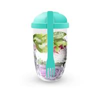 CheurYae 2 contenitori portatili per insalata, con forchetta e condimenti, tazze riutilizzabili per frutta e verdura, lavoro, scuola, campeggio, pasti (verde)