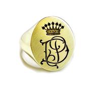 Chevalière Anello anche da Mignolo Sigillo Lettere Iniziali Personalizzato