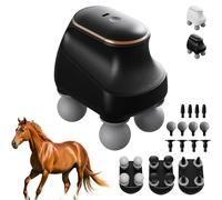 Chevaroo 4 Heads Massager, Chevaroo Horse Massager - 12 Adjustable Levels & Interchangeable Heads, Portable USB Charging, Perfect for You and Your Horse (Black)