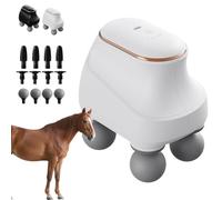 Chevaroo 4 Heads Massager, Chevaroo Horse Massager, 5 Adjustable Levels & Interchangeable Heads for Customized Massage, Portable USB Charging, Quiet Design for You and Your Horse (White)