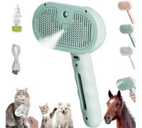 Chevaroo Spazzola a vapore per cavalli, spazzola a vapore autopulente 3 in 1 per spargimento, testa con setole in silicone, spazzola a vapore rotante a 360°, pettine per la rimozione dei peli degli