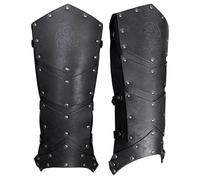 Chevnzev Gambali medievali in finta pelle, stile vintage, con borchie, con cinghie regolabili, per appassionati di cosplay e giochi di ruolo, Nero , Taglia unica