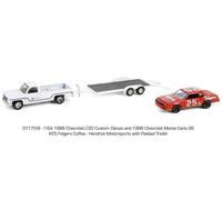 CHEVROLET 1986 C-30 + 1986 Monte Carlo + Trailer - white / red - Greenlight 1:6