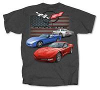 Chevrolet Chevy Corvette C5 Americana Bandiere Patriottici da Corsa Auto T Shirt