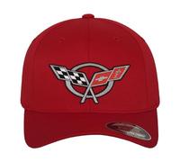 Chevrolet Licenza Ufficiale Corvette C5 Flags Flexfit Baseball cap (Rosso), Small/Medium