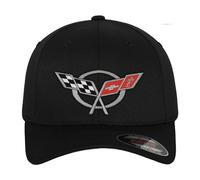 Chevrolet Licenza Ufficiale Corvette C5 Flags Flexible Baseball cap (Nero), Small/Medium