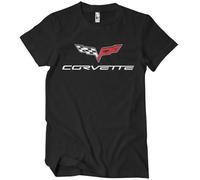 Chevrolet Licenza Ufficiale Corvette C6 Logo T-Shirt da Uomo (Nero), X-Large