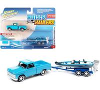 CHEVROLET Stepside + Boat & Trailer - 1965 - turquoise - Johnny Lightning 1:64