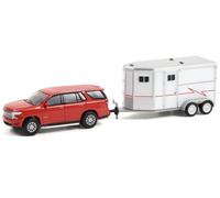 CHEVROLET Tahoe with Horse Trailer - 2021 - red / white - Greenlight 1:64
