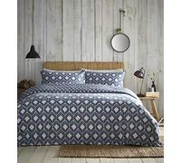 Chevron Set Copripiumino con Motivo a Zigzag Super King, Motivo Geometrico, Colore Blu Etnico