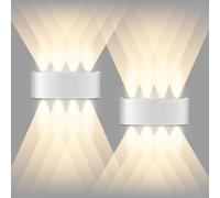CHEVVY 2 lampade da parete LED da 8 W, colore bianco, 3000 K, Modern Up and Down, IP65, luce bianca calda, per interni ed esterni, in alluminio, per soggiorno, camera da letto, hotel