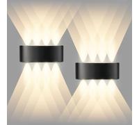 CHEVVY 2 Pezzi Moderno Lampada da Parete LED, 8W Impermeabile IP65 Applique, da Muro Interno Esterno Luce, Bianca Calda 3000K Applique, LED da Muro Moderne Nero per Camera da soggiorno, Corridoio