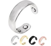 CHEVVY Auvulis, anello magnetico per l'emicrania, per uomo e donna, in acciaio inox, regolabile, per digitopressione magnetica, Adjustable, Argento, Nessuna pietra preziosa
