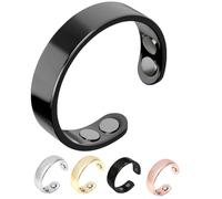 CHEVVY Auvulis, anello magnetico per l'emicrania, per uomo e donna, in acciaio inox, regolabile, per digitopressione magnetica, Argento, Nessuna pietra preziosa