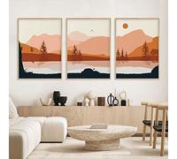 CHEVVY Boho Astratto Montagna Arancione Sole Parete Arte Tela Quadri Moderni Poster E Stampe Quadro Soggiorno Stanza Interno Casa Decorazioni 40x60cmx3 Senza cornice