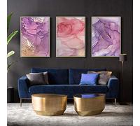 CHEVVY Moderni Astratto Parete Arte Colorato Oro Petali Inchiostro Tela Quadri Nordic Scandinavo Poster Stampe Quadro Soggiorno Camera Casa Decorazioni 50x70cmx3 Senza cornice