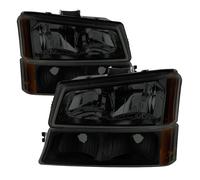 Chevy 03-06 Silverado/Avalanche Nero Alloggiamento Fumo Lente Paraurti Fari Set