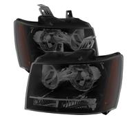 Chevy 07-14 Tahoe Avalanche Suburban Nero Alloggiamento Fumo Lente Fari Coppia