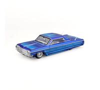 Chevy 1964 Impala SS Lowrider Candy Blue con grafica e interni bianchi - Lowriders Design Serie 1/26 - Auto in Metallo con Cappa Apribile e Porte - Toy Car per Adulti Unisex