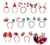 Chewtoyo 12 cerchietti natalizi per capelli, graziosi cerchietti per capelli natalizi, con testa di Babbo Natale, decorazioni per cappelli con renna, divertenti fasce per le vacanze per Natale