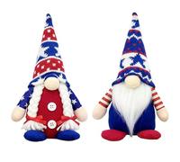 Chewtoyo 2 gnomi di peluche patriottici, 24 cm, statuette di gnomi rossi, bianchi e blu, bambole fatte a mano in tessuto senza volto, decorazioni per il giorno della commemorazione, regali decorativi