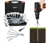 Chewtoyo 20 picchetti per tenda in metallo resistenti con teste fosforescenti, picchetti avvitabili con azionamento esagonale per una facile installazione da campeggio