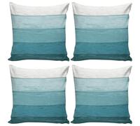Chewtoyo 4 federe per cuscini, 45 x 45 cm, colore blu foglia di tè sfumato a righe, decorative per esterni, in morbido poliestere, per divano, patio, giardino, camera da letto