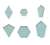 Chewtoyo 6 modelli in acrilico per trapuntatura con design speciale a 90°, blu trasparente per strumenti di misurazione fai da te, set di forme per pezzi di carta, righelli da taglio per tessuto