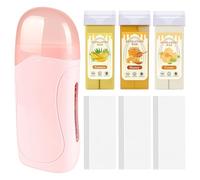 Chewtoyo At-Home - Kit di cera roll-on da donna, 300 pezzi, set completo per ceretta con 3 aromi, tra cui macchina per cera portatile, 3 ricariche e strisce