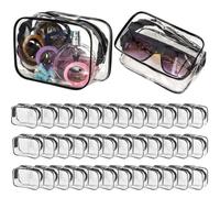 Chewtoyo Confezione da 36 borse trasparenti per trucco e articoli da toeletta, custodie da viaggio impermeabili, sacchetti con cerniera in PVC per vacanze